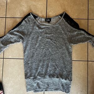 Bebe Black and Gray Knit Top